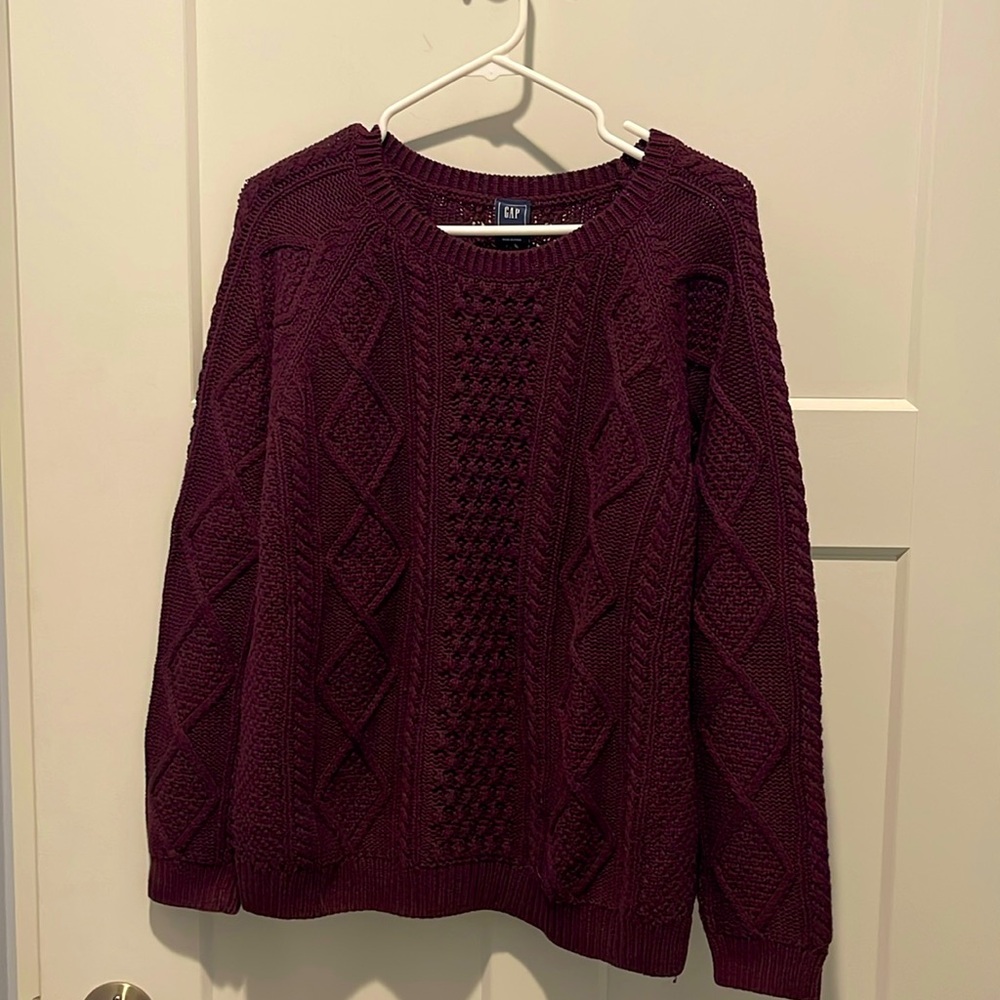 Deep wine, Gap cable knit sweater. Size Xl.